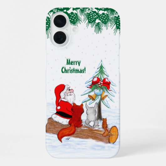 Weihnachtsmann mit Rabbit Fox und Eichhörnchen iPhone Hülle (Rückseite)