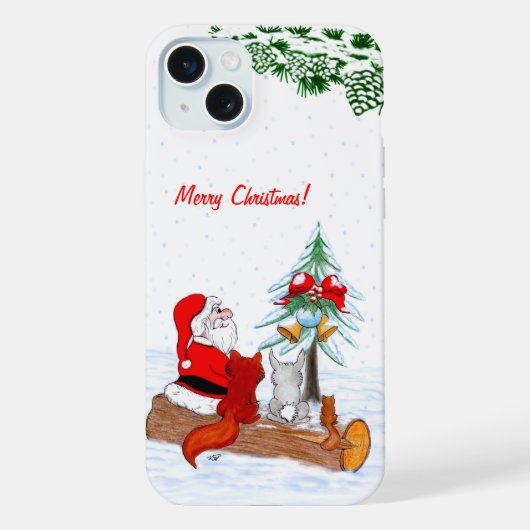 Weihnachtsmann mit Rabbit Fox und Eichhörnchen iPhone Hülle (Rückseite)