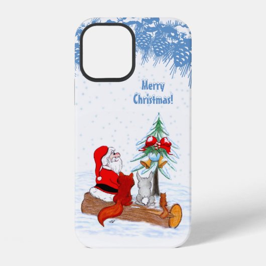 Weihnachtsmann mit Rabbit Fox und Eichhörnchen iPhone Hülle (Rückseite)