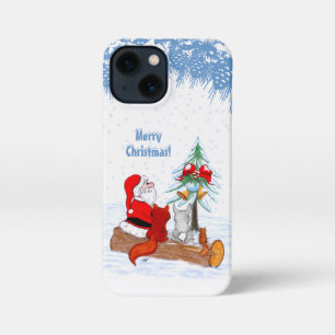 Weihnachtsmann mit Rabbit Fox und Eichhörnchen iPhone 13 Mini Hülle