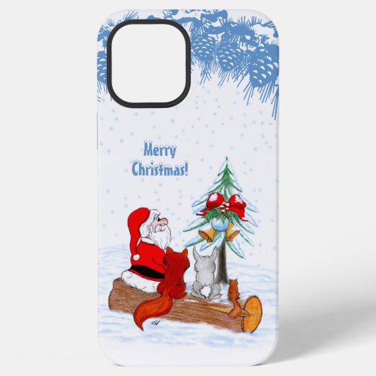 Weihnachtsmann mit Rabbit Fox und Eichhörnchen iPhone Hülle (Rückseite)