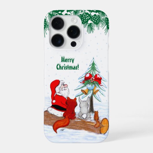 Weihnachtsmann mit Rabbit Fox und Eichhörnchen iPhone Hülle (Rückseite)