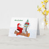 Weihnachtsmann mit Rabbit Fox und Eichhörnchen Karte (Gelbe Blume)