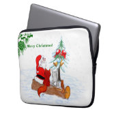 Weihnachtsmann mit Rabbit Fox und Eichhörnchen Laptopschutzhülle (Vorderseite Links)