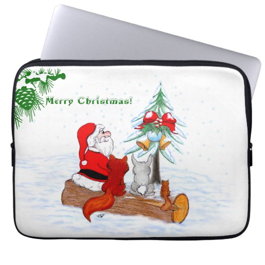 Weihnachtsmann mit Rabbit Fox und Eichhörnchen Laptopschutzhülle (Vorderseite)