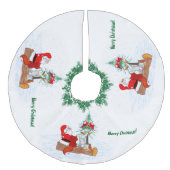 Weihnachtsmann mit Rabbit Fox und Eichhörnchen Leinenimitat Weihnachtsbaumdecke (Vorderseite)