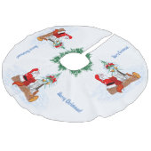 Weihnachtsmann mit Rabbit Fox und Eichhörnchen Leinenimitat Weihnachtsbaumdecke (Schrägansicht)