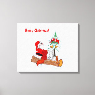 Weihnachtsmann mit Rabbit Fox und Eichhörnchen Leinwanddruck