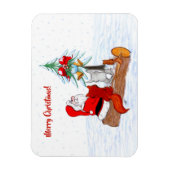 Weihnachtsmann mit Rabbit Fox und Eichhörnchen Magnet (Vertikal)
