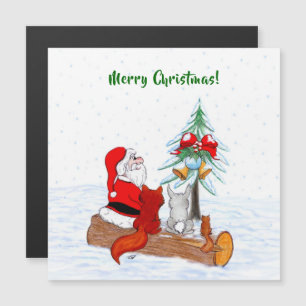 Weihnachtsmann mit Rabbit Fox und Eichhörnchen Magnetkarte