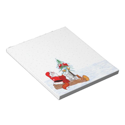 Weihnachtsmann mit Rabbit Fox und Eichhörnchen Notizblock (angewinkelt)