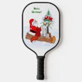 Weihnachtsmann mit Rabbit Fox und Eichhörnchen Pickleball Schläger (Rückseite)