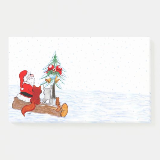 Weihnachtsmann mit Rabbit Fox und Eichhörnchen Post-it Klebezettel (Vorderseite)