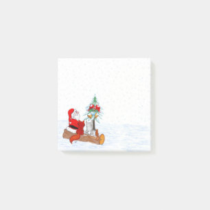 Weihnachtsmann mit Rabbit Fox und Eichhörnchen Post-it Klebezettel
