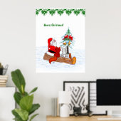 Weihnachtsmann mit Rabbit Fox und Eichhörnchen Poster (Heimbüro)