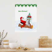 Weihnachtsmann mit Rabbit Fox und Eichhörnchen Poster (Küche)