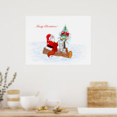 Weihnachtsmann mit Rabbit Fox und Eichhörnchen Poster (Küche)