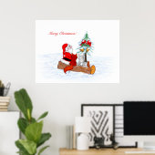 Weihnachtsmann mit Rabbit Fox und Eichhörnchen Poster (Heimbüro)