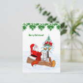 Weihnachtsmann mit Rabbit Fox und Eichhörnchen Postkarte (Stehend Vorderseite)