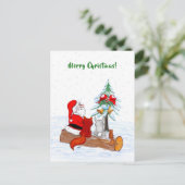 Weihnachtsmann mit Rabbit Fox und Eichhörnchen Postkarte (Stehend Vorderseite)