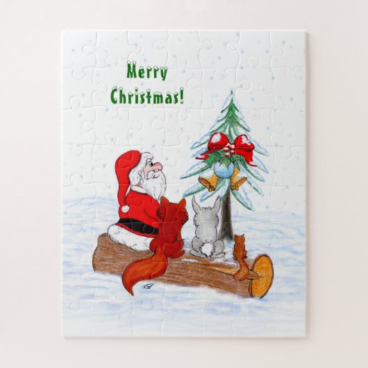 Weihnachtsmann mit Rabbit Fox und Eichhörnchen Puzzle (Vertikal)