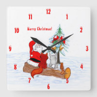 Weihnachtsmann mit Rabbit Fox und Eichhörnchen