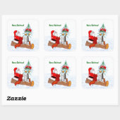 Weihnachtsmann mit Rabbit Fox und Eichhörnchen Quadratischer Aufkleber (Blatt)