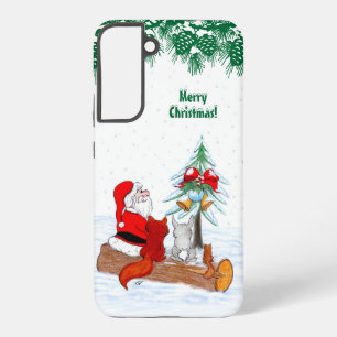 Weihnachtsmann mit Rabbit Fox und Eichhörnchen Samsung Galaxy Hülle