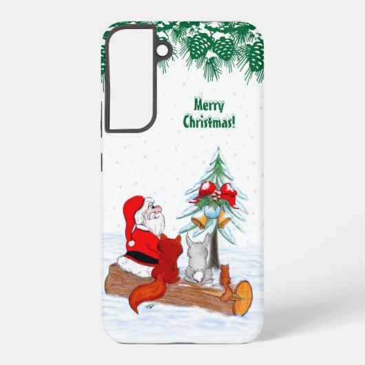 Weihnachtsmann mit Rabbit Fox und Eichhörnchen Samsung Galaxy Hülle (Rückseite)