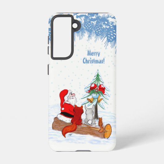 Weihnachtsmann mit Rabbit Fox und Eichhörnchen Samsung Galaxy Hülle (Rückseite)