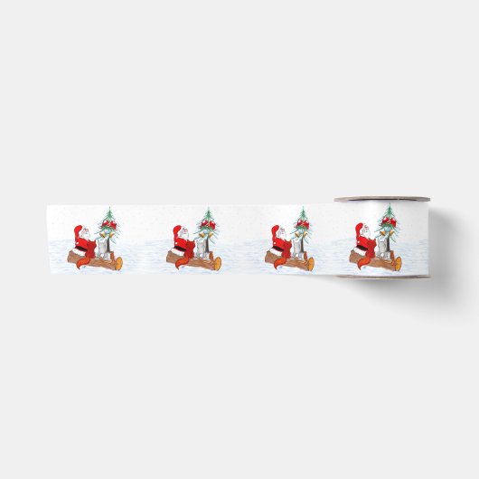 Weihnachtsmann mit Rabbit Fox und Eichhörnchen Satinband (Vorderseite)