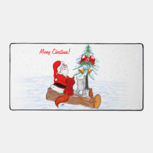 Weihnachtsmann mit Rabbit Fox und Eichhörnchen Schreibtischunterlage