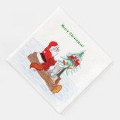 Weihnachtsmann mit Rabbit Fox und Eichhörnchen Serviette (Ecke)