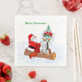 Weihnachtsmann mit Rabbit Fox und Eichhörnchen Serviette (Beispiel)
