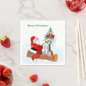Weihnachtsmann mit Rabbit Fox und Eichhörnchen Serviette (Beispiel)