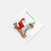 Weihnachtsmann mit Rabbit Fox und Eichhörnchen Serviette (Ecke)