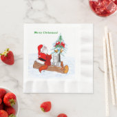 Weihnachtsmann mit Rabbit Fox und Eichhörnchen Serviette (Beispiel)