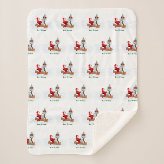 Weihnachtsmann mit Rabbit Fox und Eichhörnchen Sherpadecke (Vorderseite)