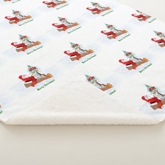 Weihnachtsmann mit Rabbit Fox und Eichhörnchen Sherpadecke (3/4)