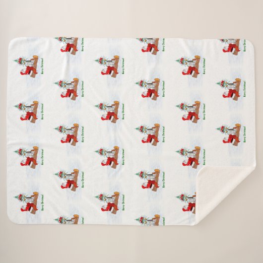 Weihnachtsmann mit Rabbit Fox und Eichhörnchen Sherpadecke (Vorderseite (Horizontal))