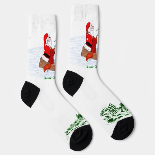 Weihnachtsmann mit Rabbit Fox und Eichhörnchen Socken (Rechts)