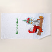 Weihnachtsmann mit Rabbit Fox und Eichhörnchen Strandtuch (Vorderseite)