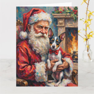 Weihnachtsmann mit Rat Terrier Weihnachtskunst Karte