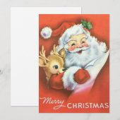 Weihnachtsmann mit Rentier Feiertagskarte (Vorne/Hinten)
