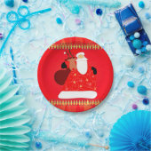 Weihnachtsmann mit Rentier Pappteller (Party)