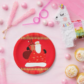 Weihnachtsmann mit Rentier Pappteller (Party)