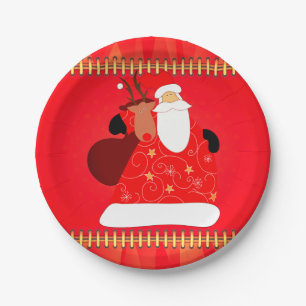 Weihnachtsmann mit Rentier Pappteller