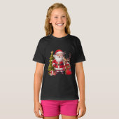 Weihnachtsmann mit Rentier und festlicher Baum - H T-Shirt (Vorne ganz)