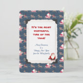 Weihnachtsmann mit Rentier und Schlitten Feiertagskarte (Stehend Vorderseite)