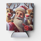 Weihnachtsmann mit Rentieren feiert Weihnachten Dosenkühler (Vorderseite)
